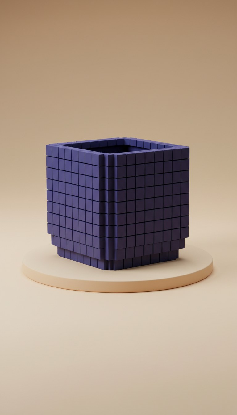 Pixel Planter mit Indigo-Struktur